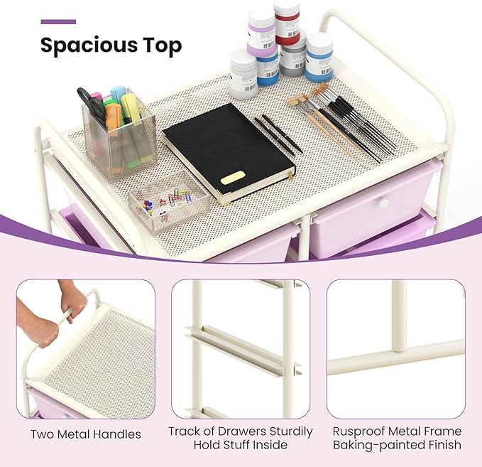 GLACER 10 Drawer Rolling Cart, Storage Cart - Image 5