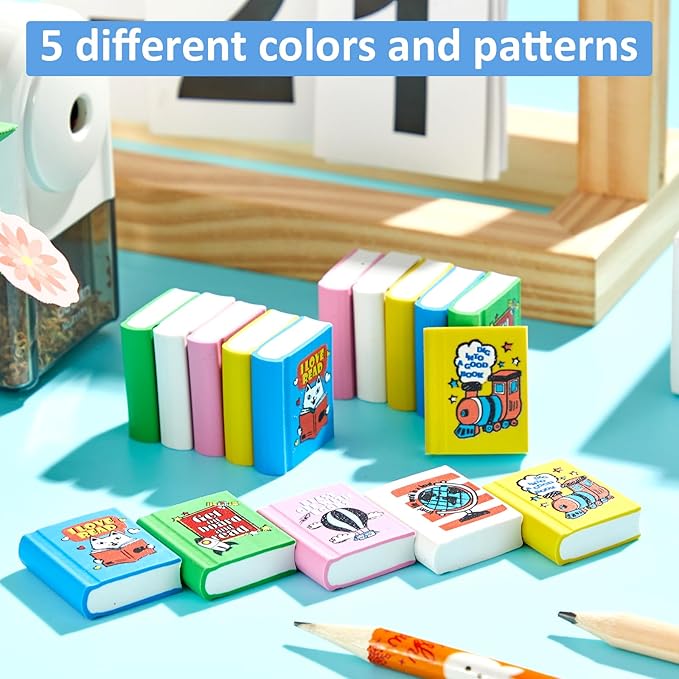 party greeting 100Pcs I Love to Read Pencil Erasers Fun Erasers Bulk - Image 4