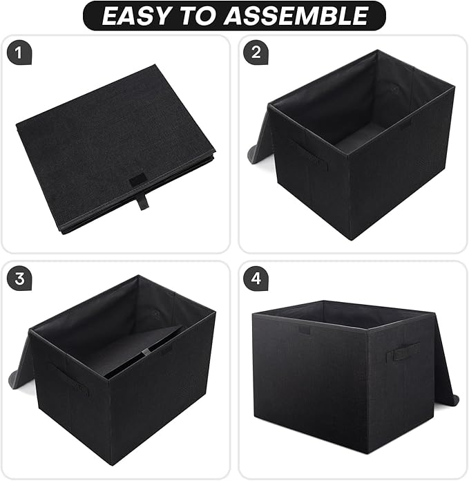 Bagnizer Large 22 Quart Linen Fabric Foldable Storage Bin Cube Organizer Basket - Image 5