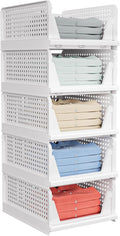caktraie 5 pack stackable closet storage basket, main product view