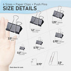WORPSON 408 PCS Binder Clips Paper Clamps Assorted Sizes and Push Pins - Image 8