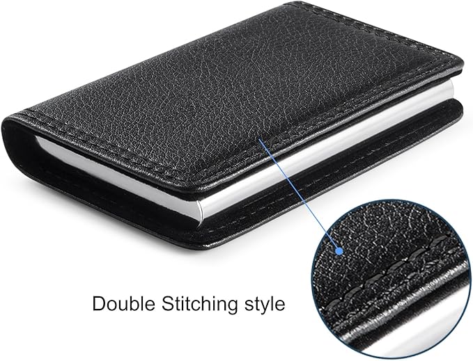Wisdompro Business Card Holder, 2-Sided PU Leather Folio Name Card Holder - Image 5