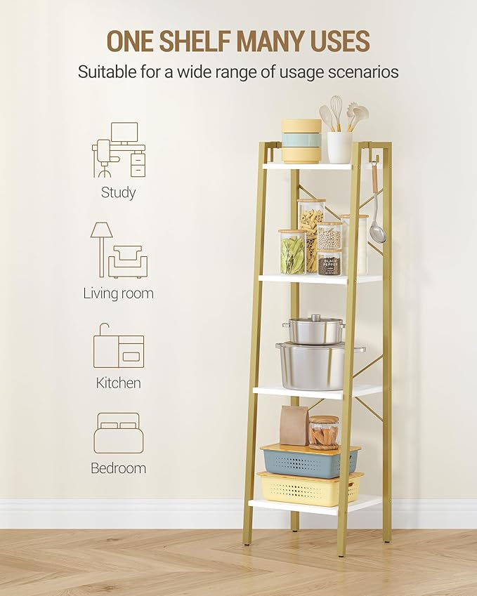 Hzuaneri Ladder Shelf, Bookshelf Bookcase, Freestanding Corner Storage Shelve - Image 6