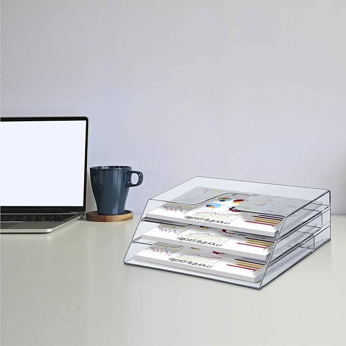 Acrimet Horizontal Triple File Folder Holder, Open Top Desktop Document Sorter - Image 3