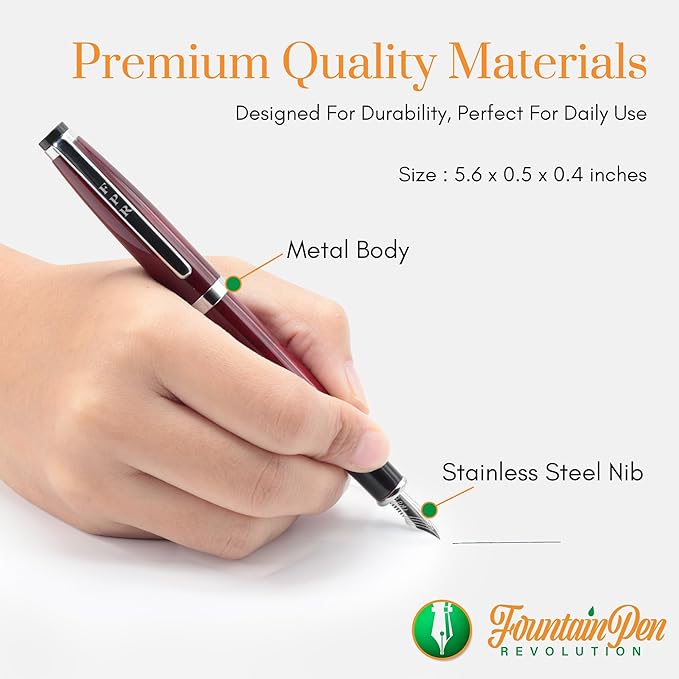 FPR Ambassador Ultra Flex Nib Fountain Pen Set, Burgundy - Image 4