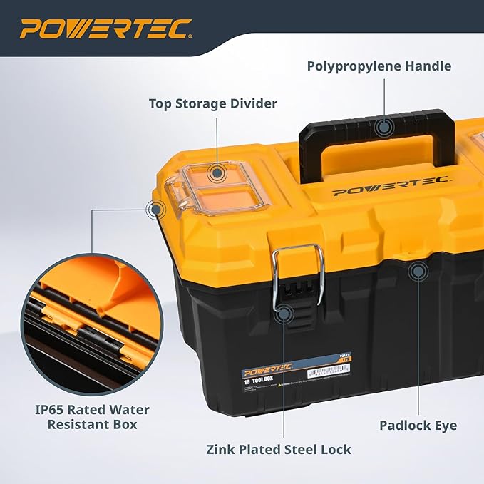 POWERTEC 16-Inch Tool Box with Trays - Image 3