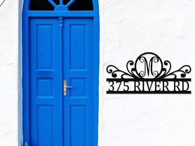 House Numbers for Outside With Custom Initial, Custom Metal House Numbers Sign - Image 9