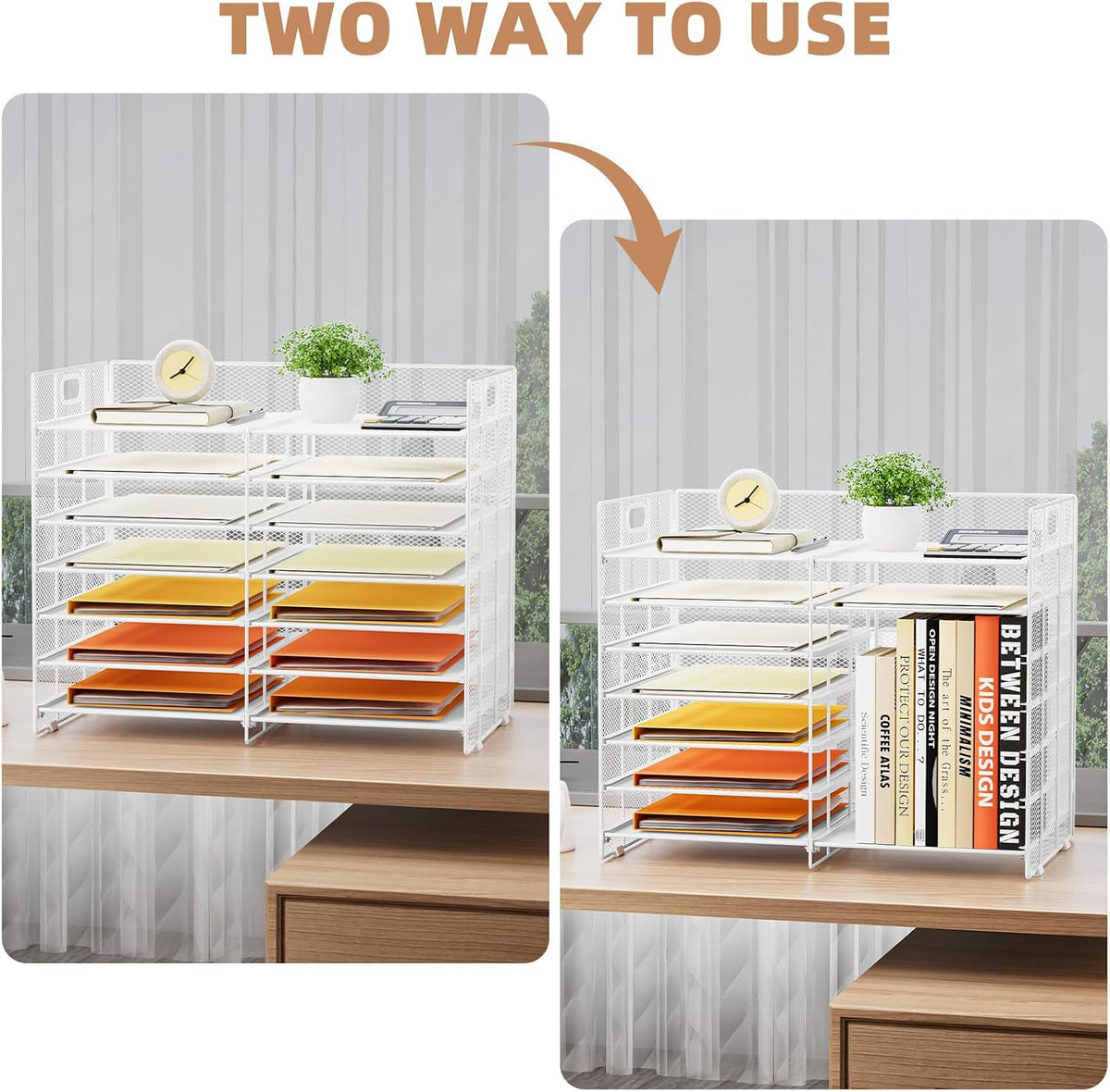 Marbrasse Desktop Literature Organizer, 12 Compartments Mesh Paper Organizer ...
