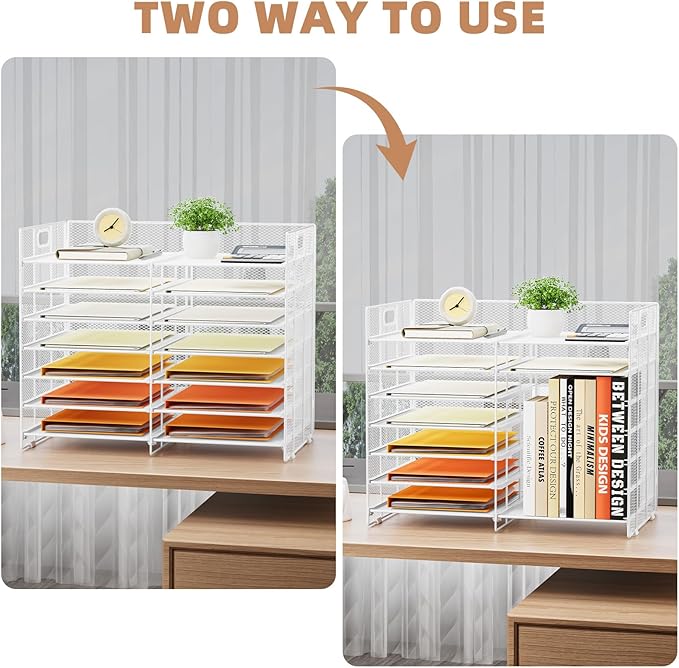 Marbrasse Desktop Literature Organizer, 12 Compartments Mesh Paper Organizer - Image 5
