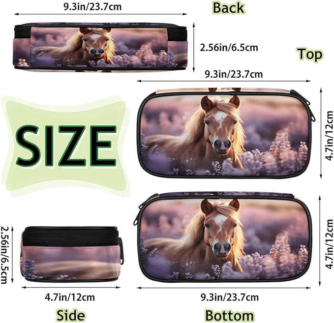 Pardick Pencil Case，Horse 3D Big Capacity Pencil Pouch Coin Pouch Stationery - Image 4