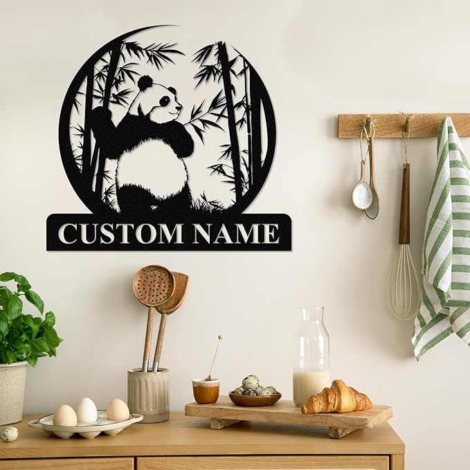 Personalized Panda Metal Sign | Family Name Sign | Panda Home Decor | Custom - Image 3