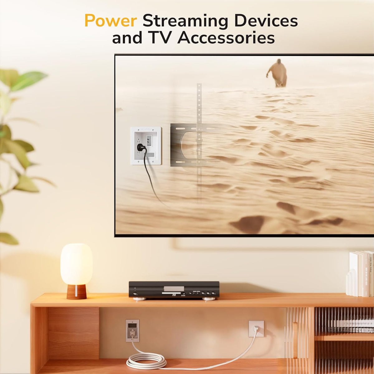 Mount-It in-Wall TV Cable Management Kit, USB-C, Dual Outlet, Cord Hider