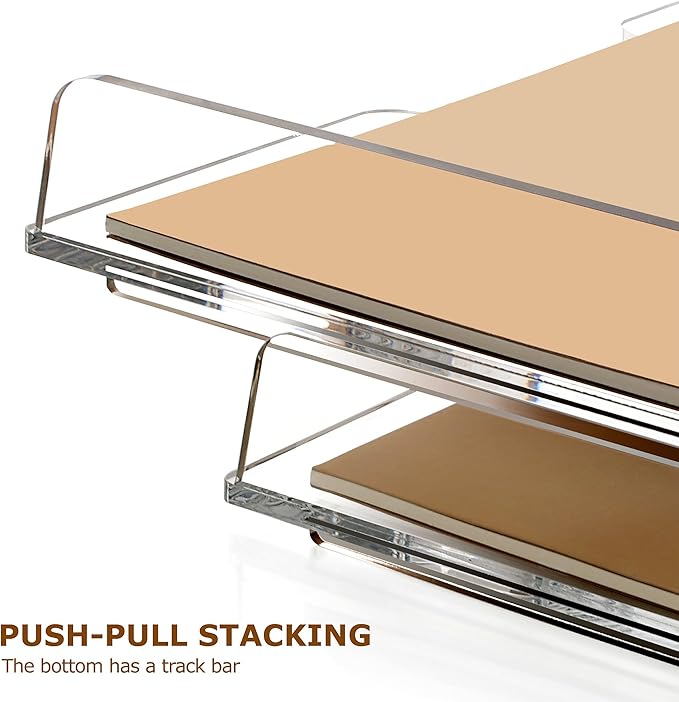 2 Pack- Stackable Paper Letter Tray, Enlarged A4 File Desk Organizer Acrylic - Image 5