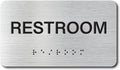 RESTROOM Signs with Raised Text & Grade 2 Braille, Brushed Aluminum/Silver by EliteSign