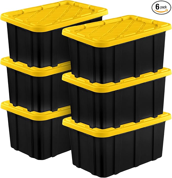 Sterilite 6-Pack Industrial Tote, Plastic Storage Container Bins by Sterilite