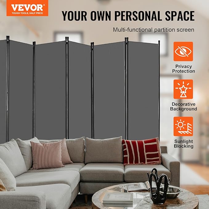 VEVOR Room Divider, 6 Panel Room Divider, Folding Privacy Screen and Portable - Image 2