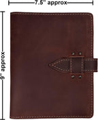 leather sketchbook cover for 5.5 x 8.5 sketchbook, side view