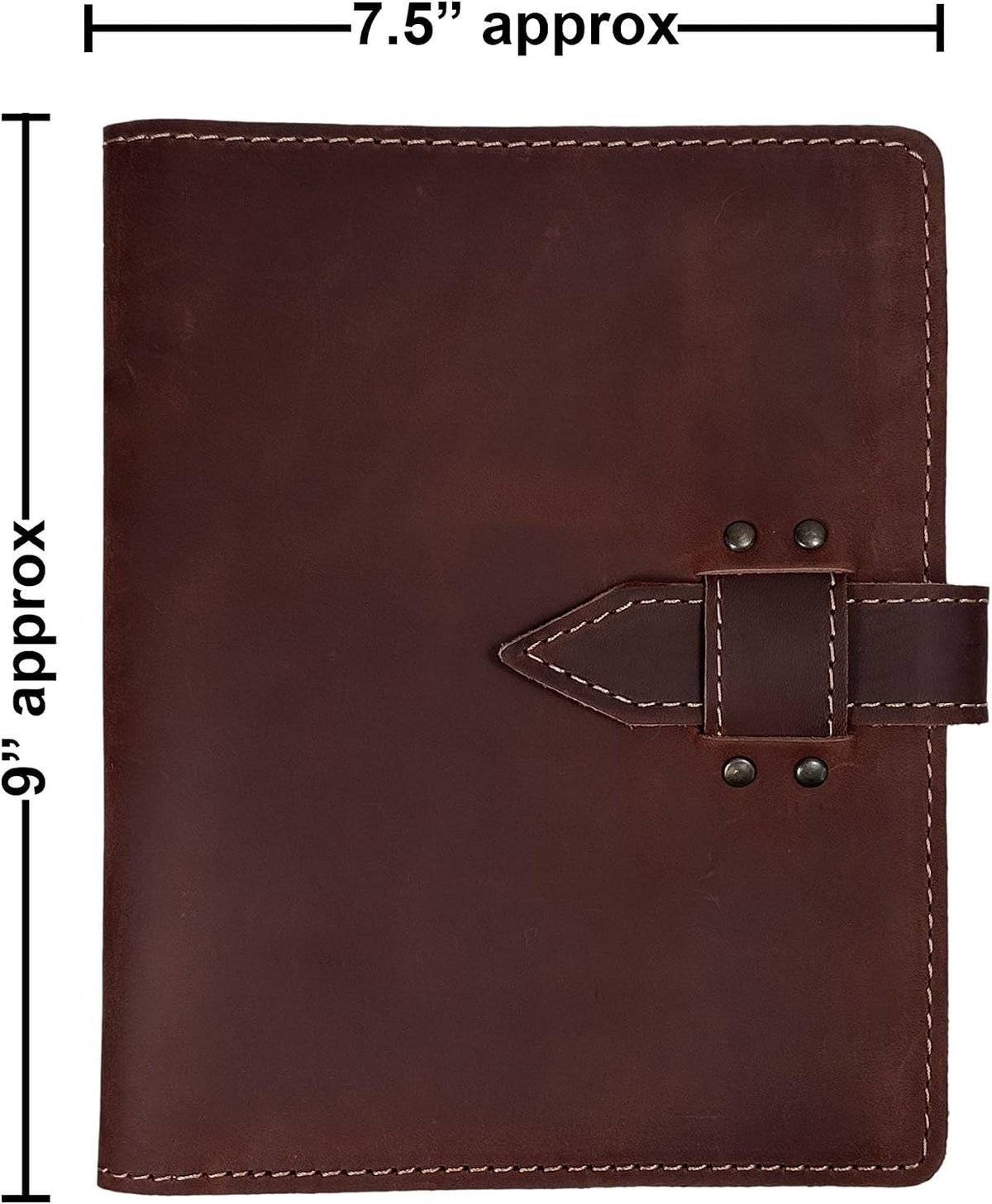 leather sketchbook cover for 5.5 x 8.5 sketchbook, side view