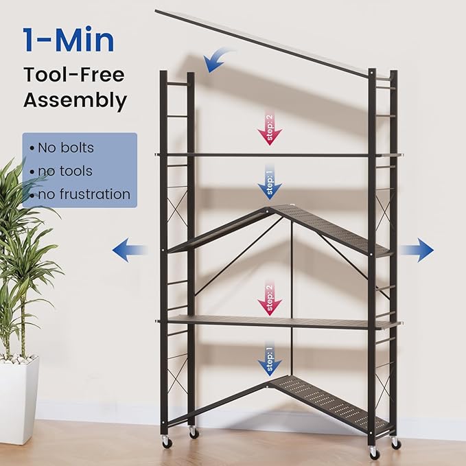 ALANNG 40" W Foldable 5-Tier Storage Shelves - Image 8
