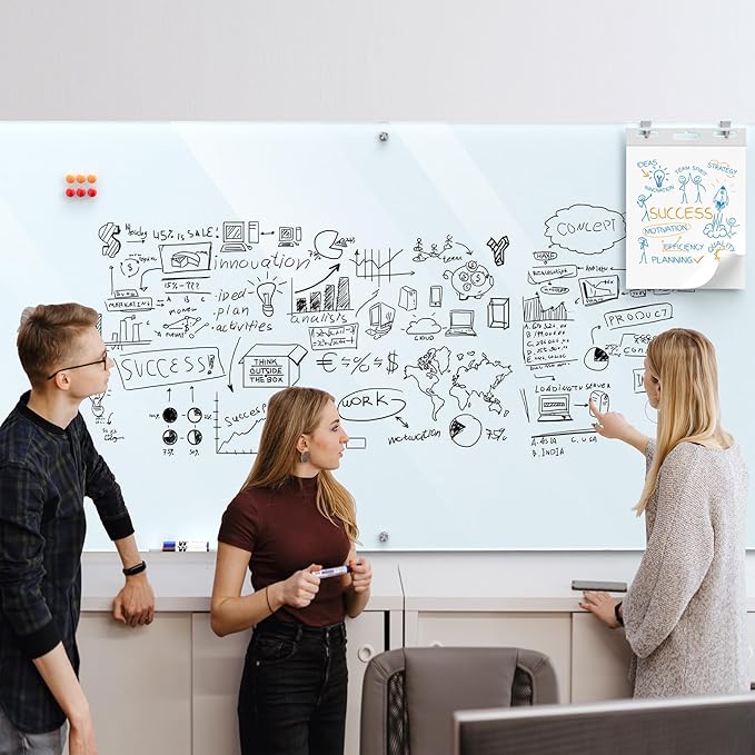 MaxGear Glass Whiteboard Wall Mounted, Frameless Magnetic Dry Erase Board - Image 7