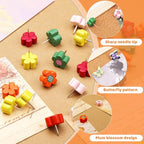 80 Pcs Push Pins for Cork Board, Decorative Thumb Tacks Wooden Push Pins Head - Image 4