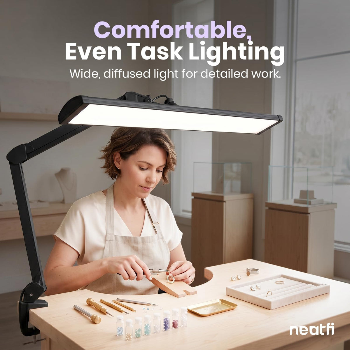 Neatfi Pro 4500 Lumens 50W LED Task Lamp with Clamp, CRI 95, CCT (Black-7)