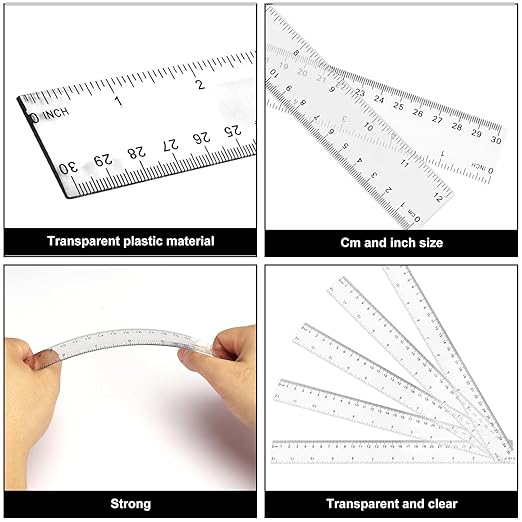 200 Pack 12 Inch Plastic Rulers Bulk, Transparent Ruler - Image 3