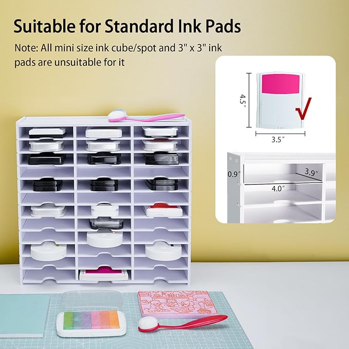 Krafetto 36 Grids Ink Pad Storage Rack, Wall-mountable Stamp Pad Organizer - Image 3