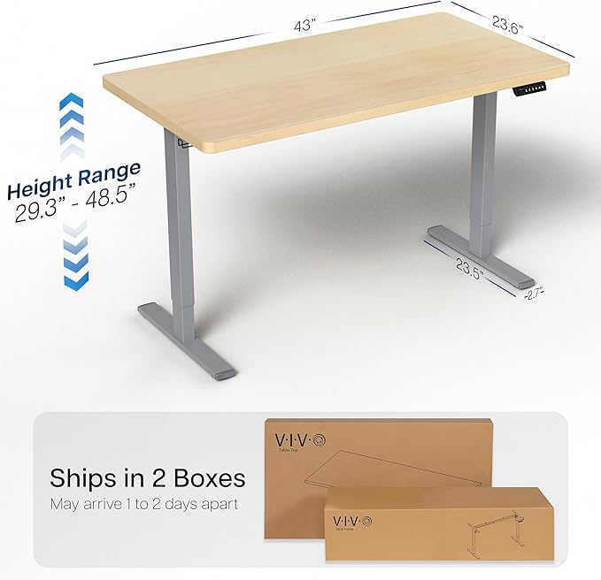 VIVO Electric 43 x 24 in Standing Desk, Memory Height Adjustment, 1B Series - Image 3