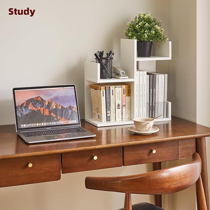 Aibiju Small White Desk Organizer, 2 Tier Tree Cactus Bookshelf, Desktop - Image 5