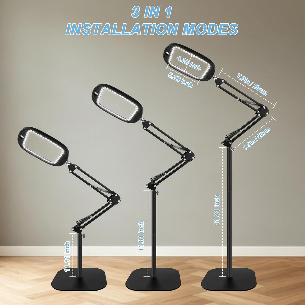 10X 30X Large Floor Magnifying Glass with Light and Stand