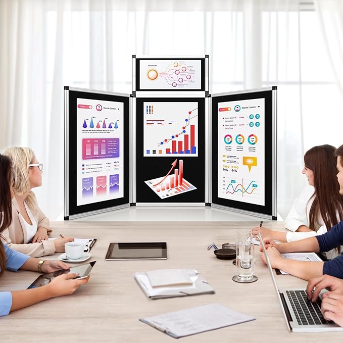 Nisorpa 3+1 Panel Folding Trade Show Presentation Board 70.8“ x 35.4” Trifold - Image 7
