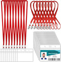 100 Pcs Clear Horizontal Badge Id Card and 100 Pcs Lanyard, Reusable Lanyards by Orcielo
