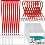 100 Pcs Clear Horizontal Badge Id Card and 100 Pcs Lanyard, Reusable Lanyards by Orcielo