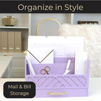 BLU MONACO Purple Mail Organizer Countertop | Wooden Desk Storage - Image 2