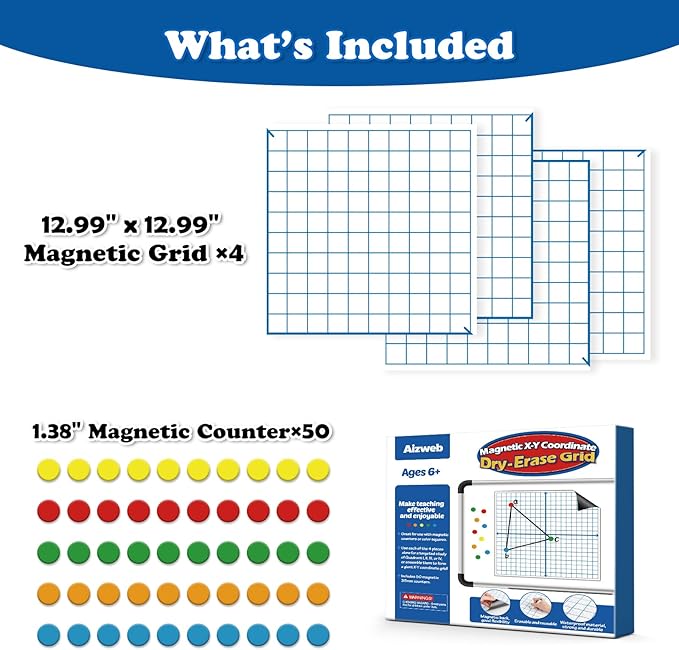 Aizweb Giant Magnetic XY Coordinate Dry Erase Grid, Magnetic Whiteboard - Image 7