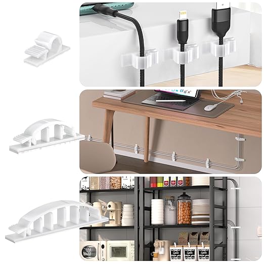 XHF 30pcs Adhesive Cable Wire Clips Kit White, Outdoor Cable Management Wire - Image 5