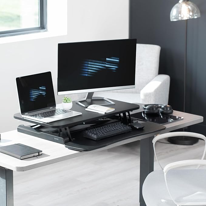 VIVO 28 inch Desk Converter, K Series, Height Adjustable Sit to Stand Riser - Image 8