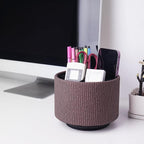 Hennaja Round Leather Art Supply Organizer, Remote Control Holder, 360 Degree - Image 7