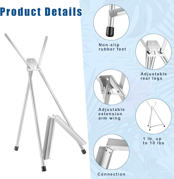Xinnun 12 Pcs Aluminum 15'' to 21'' High Tabletop Easel Display Adjustable - Image 3