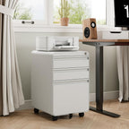 Dripex 3 Drawer Metal Rolling File Cabinet Under Desk Filing Cabinet White | 16"W x 18"D x 24"H, Lockable, 5 Wheels, Fully Assembled, Letter/Legal Size, Suitable for Home Office