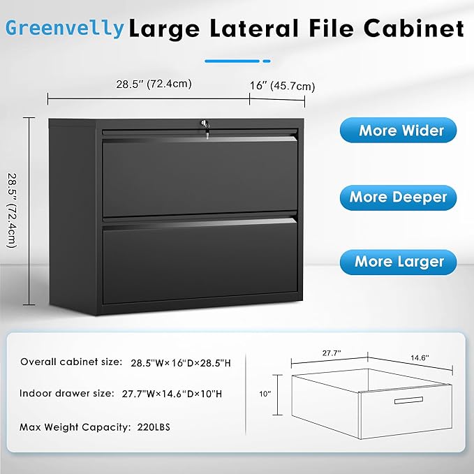 Pataku Lateral File Cabinet, 2 Drawer File Cabinet - Image 3