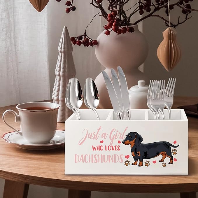 URLLUAE Dachshund Lover Gifts for Women Girls Wooden Pen Pencil Holder for - Image 4