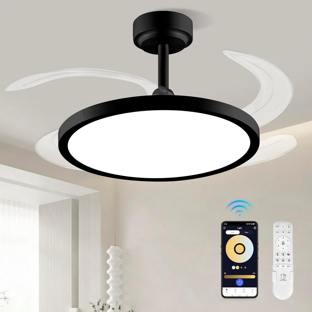 baysquirrel slim retractable ceiling fan with lights and, main product view