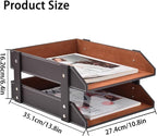 XNONE Leather Desk Organizer, 2-Tier Stackable Letter Tray Holder, Office - Image 2