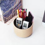 Hennaja Round Leather Art Supply Organizer, Remote Control Holder, 360 Degree - Image 6