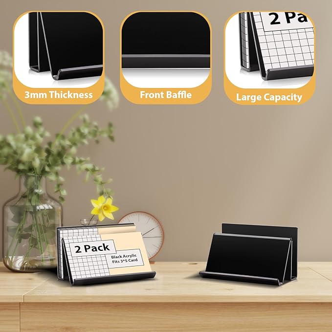 2 Pack 3x5 Index Card Display Holder Acrylic Cards Holder Stand Acrylic - Image 3
