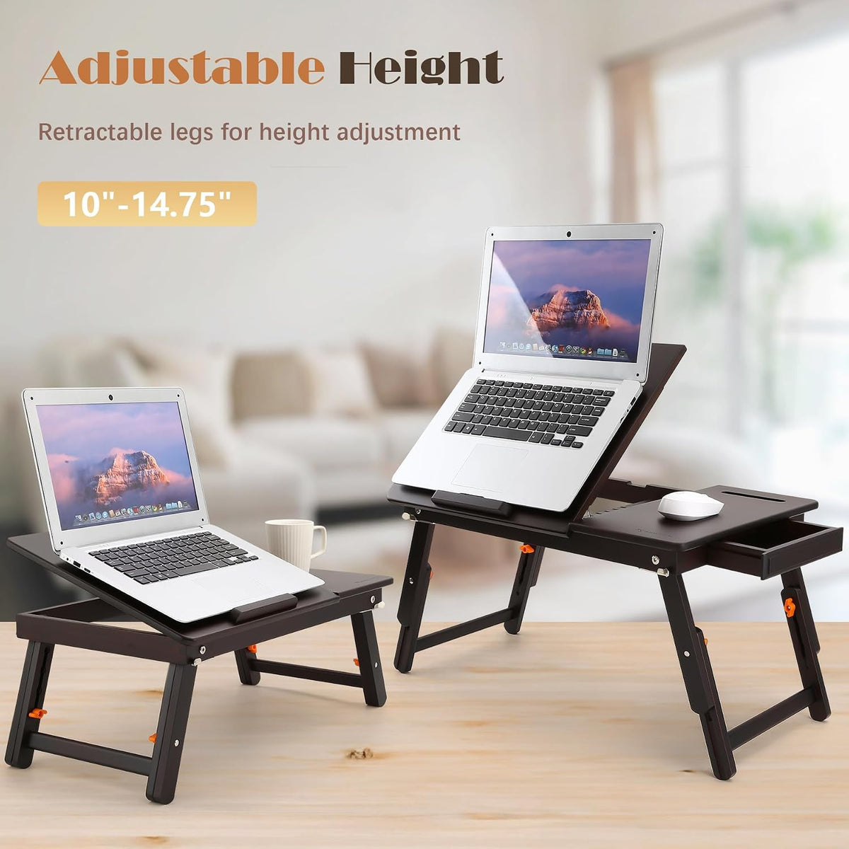Nnewvante Laptop Desk with Fan 7 Angles & 4 Heights Adjustable,Black Walnut