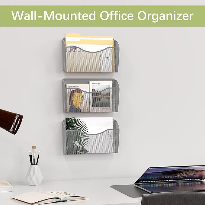 EasyPAG 3 Single Pocket Wall File Organizer, Mesh Hanging File Folder Organizer - Image 3