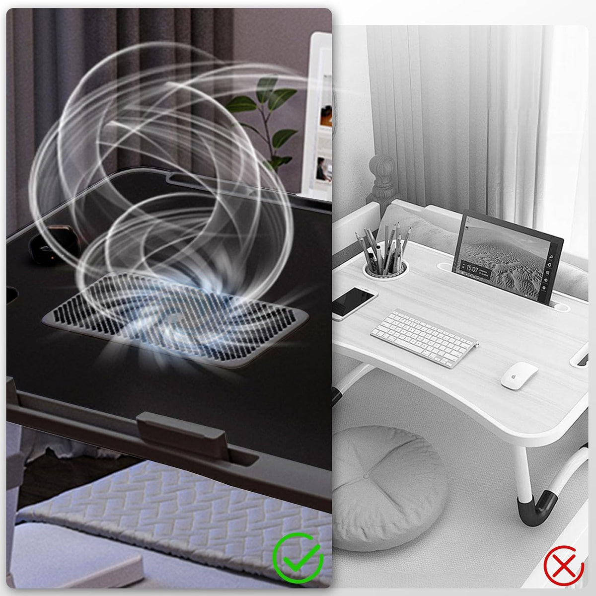 iXTRA Adjustable Laptop Lap Desk with Cooling Fan USB Light for Adults 60x40c...